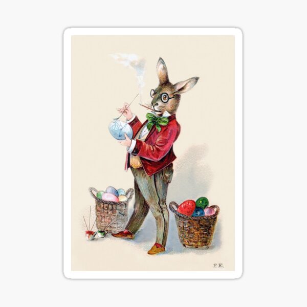 Item preview, Victorian-Era Easter Rabbit Painting Eggs designed and sold by TheCurators.