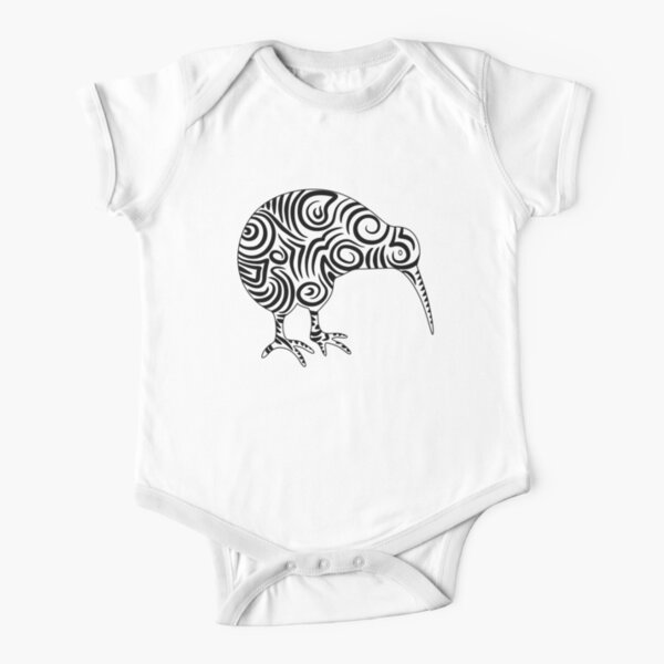 Kiwi Bird Aotearoa New Zealand tribal style Short Sleeve Baby One-Piece