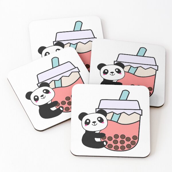 Item preview, Happy Baby Panda Hugs Bubble Tea Kawaii Pink Boba Tea designed and sold by 4U2NV-LDN.