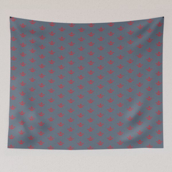 Item preview, Red royal crown pattern on mostly desaturated dark blue background designed and sold by fowons.