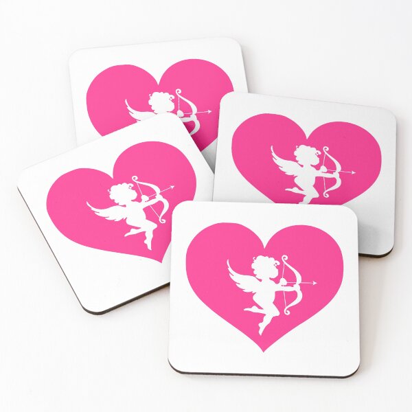 Item preview, Cupid Silhouette in a Cute Pink Heart designed and sold by joseartgel.