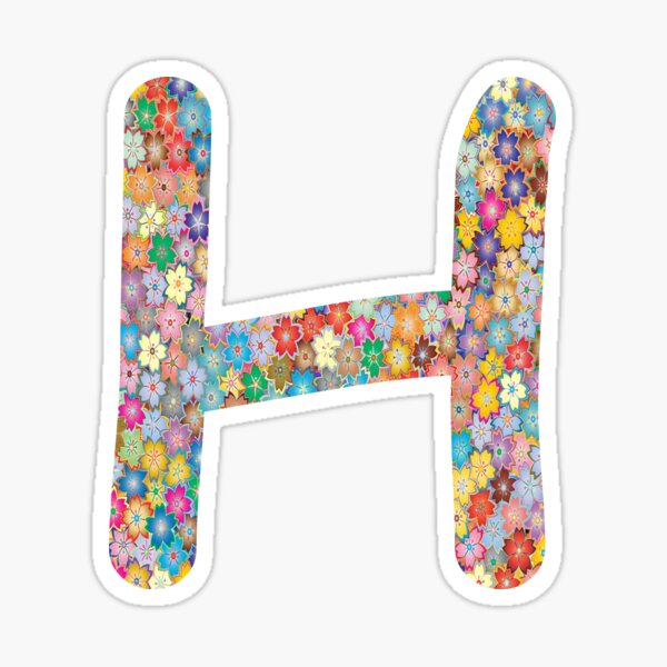 letter h capital alphabet colorful flowers funny h gift sticker by shariss redbubble