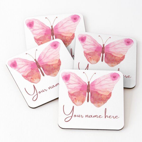 Artikelvorschau, 'Füge deinen eigenen Namen hinzu' rosa Schmetterling entworfen und verkauft von BellaNora.
