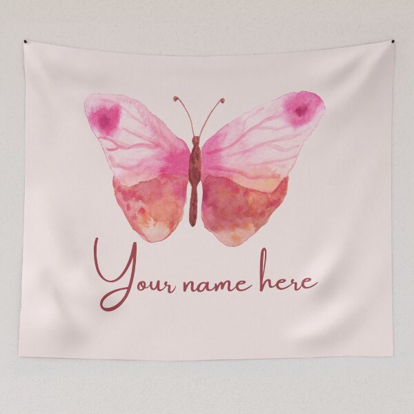 Artikelvorschau, 'Füge deinen eigenen Namen hinzu' rosa Schmetterling entworfen und verkauft von BellaNora.