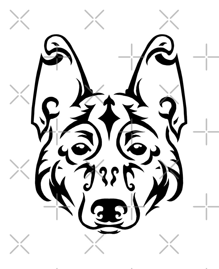 I love puppy German shepherd pet tribal tattoo Art Print for Sale by  Vilicia  Redbubble