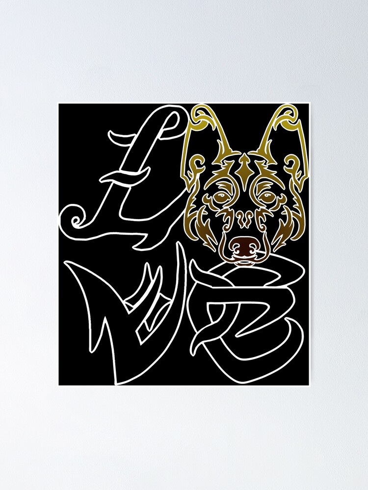 LOVE puppy German shepherd pet tribal tattoo Poster for Sale by Vilicia   Redbubble