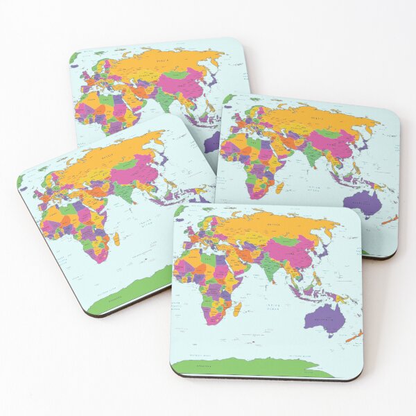 Item preview, Detailed World Map with names of the oceans, seas, Lakes, Rivers, capitals and cities , countries name and international boundaries designed and sold by mashmosh.