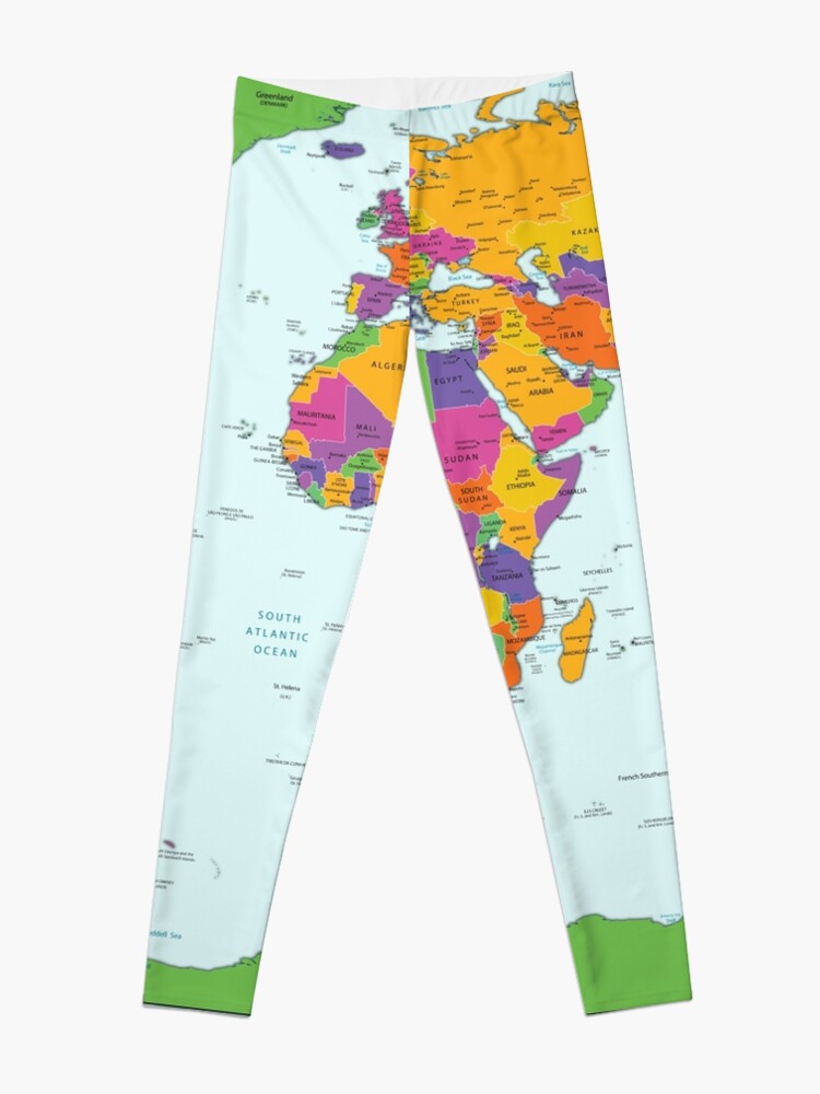 World Map Leggings Womens Leggings Map of the World Map Printed