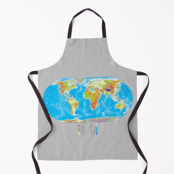 Item preview, world physical map topographic map of the world with names of the oceans, seas, Lakes, Rivers, and boundaries designed and sold by mashmosh.