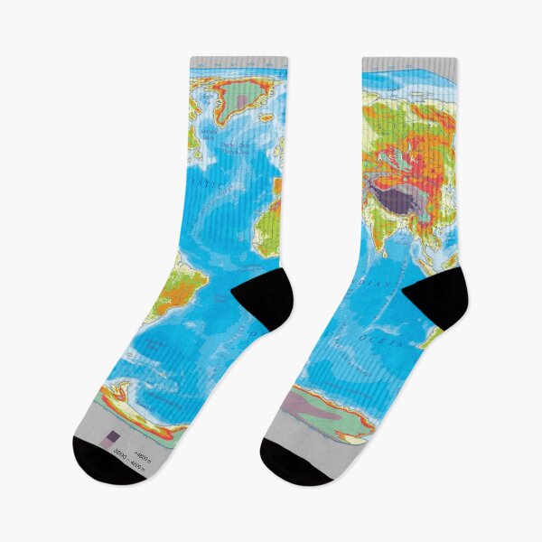 Item preview, world physical map topographic map of the world with names of the oceans, seas, Lakes, Rivers, and  boundaries designed and sold by mashmosh.