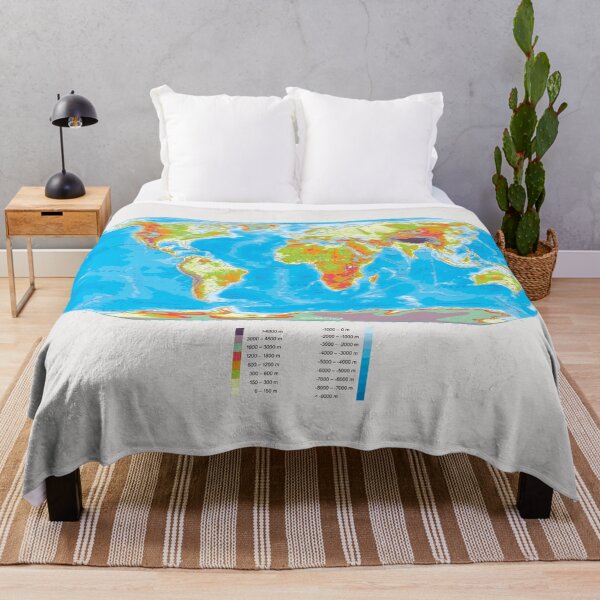 Item preview, world physical map topographic map of the world with names of the oceans, seas, Lakes, Rivers, and boundaries designed and sold by mashmosh.