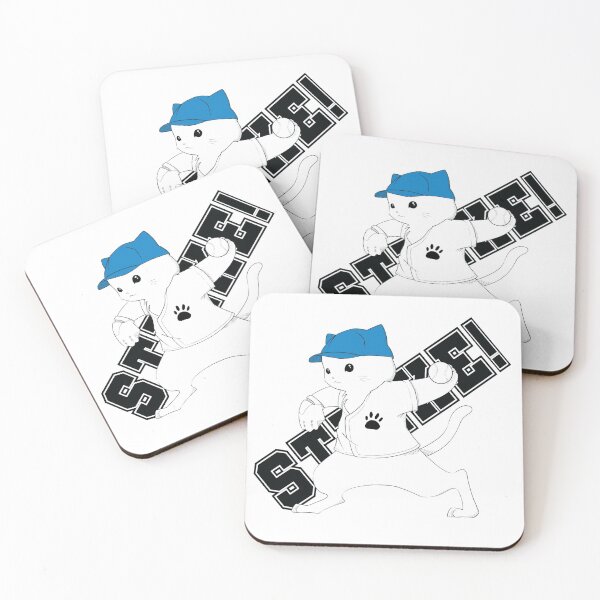 Item preview, Baseball Pitcher Cat (Black on White) designed and sold by kittengallery.