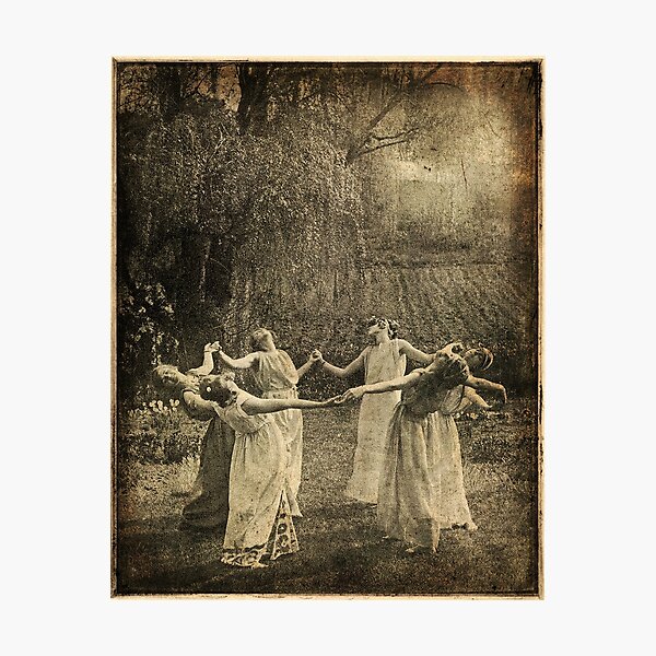 Ritual circle dance, pagan girls Photographic Print