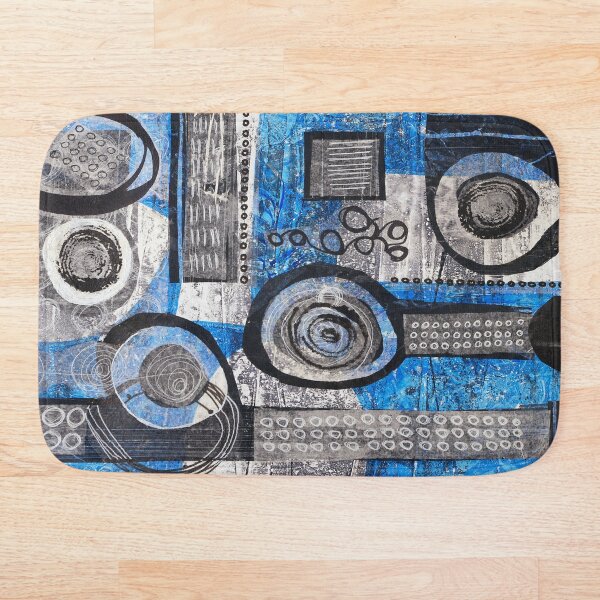 Item preview, Blue Abstract Gelli Print with Added Collage designed and sold by Niness-Studio.