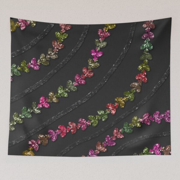Item preview, Glittery Colorful Vines With  Black Glitzy Gauzy Ornaments designed and sold by Octavia Soldani.