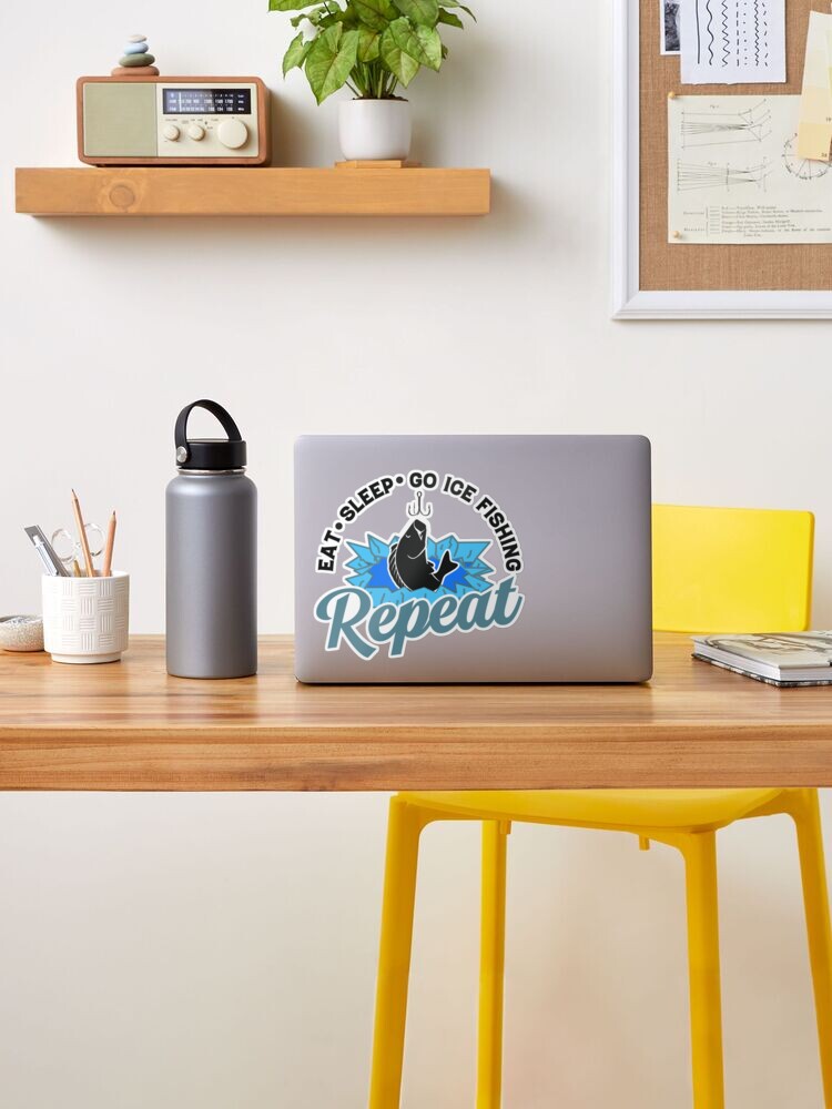 Eat Sleep Ice fishing Repeat - Ice Fishing Funny - Sticker