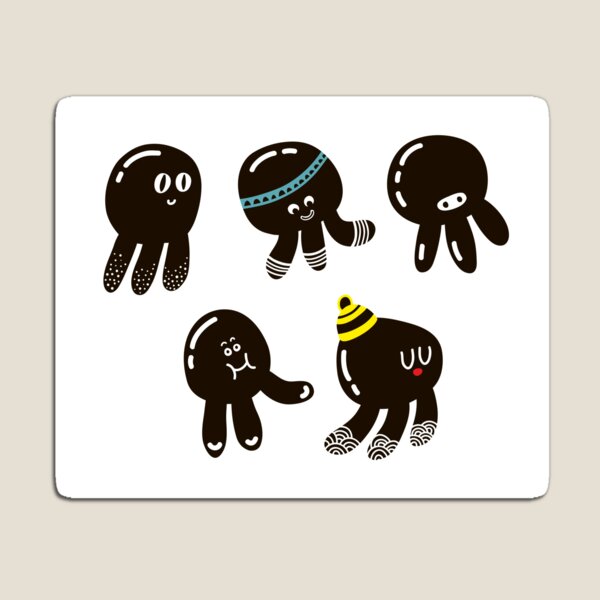 Black cute octopuses Magnet