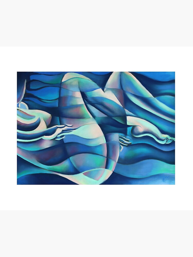 Artwork view, Free Floating Blue Wave Nude - 10-02-21 designed and sold by Corne Akkers