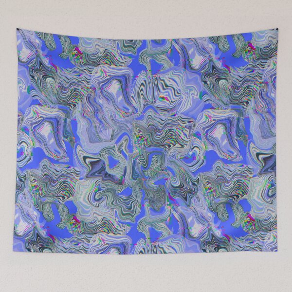 Item preview, Glitch marble pattern acid blue designed and sold by ANAKOTO.