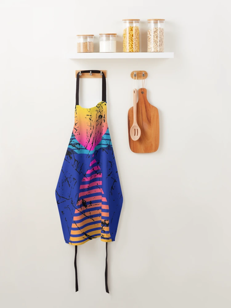 Thumbnail 4 of 6, Apron, Synthwave sunset designed and sold by OneCreativeLab.