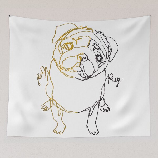 Item preview, Pug ambidextrous line drawing designed and sold by orangerinka.