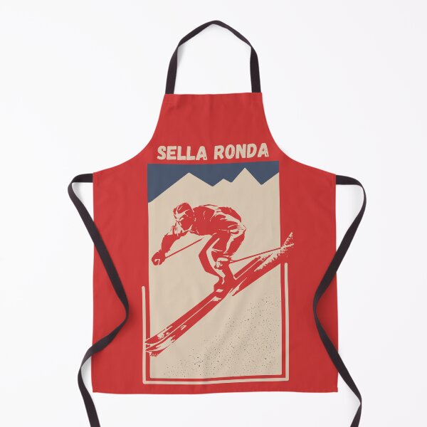 Item preview, Vintage Red Geometric Ski Poster for Mountain Alpine Skier with the name of the Italian ski resort Sella Ronda designed and sold by Vintage-TM.