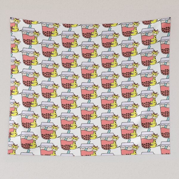 Item preview, Baby Kawaii Giraffe Hugs Sweet Bubble Tea Pink Boba Tea designed and sold by 4U2NV-LDN.
