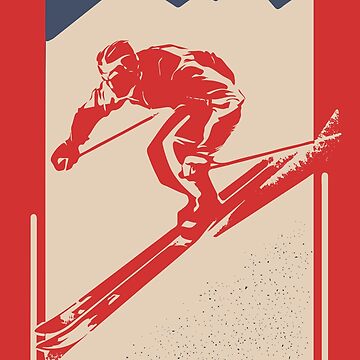 Artwork thumbnail, Mount Hotham Australia Ski Resort Vintage Red Geometric Poster by Vintage-TM