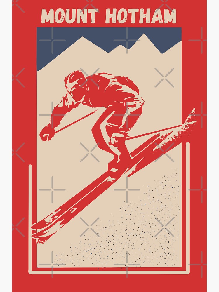 Thumbnail 3 of 3, Sticker, Mount Hotham Australia Ski Resort Vintage Red Geometric Poster designed and sold by Vintage-TM.