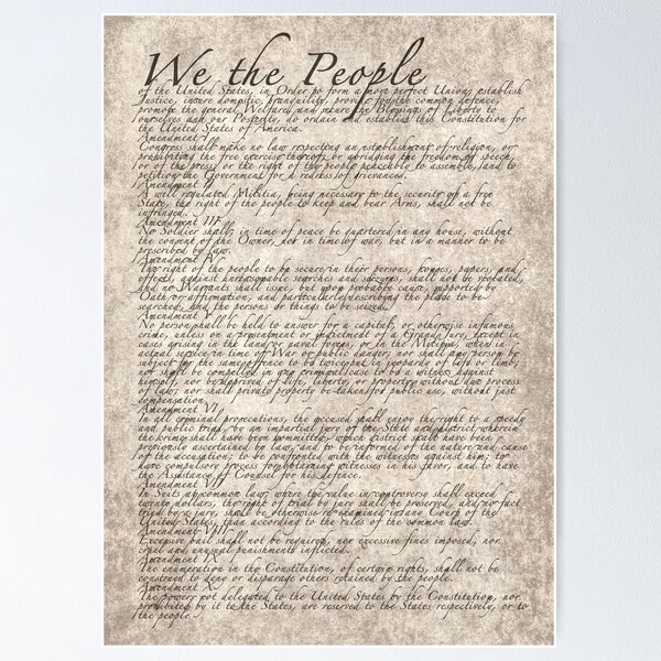us-constitution-united-states-bill-of-rights-poster-for-sale-by-bruiserstang-redbubble for Pdf Free Printable Us Constitution Printable US Constitution - United States Bill of Rights