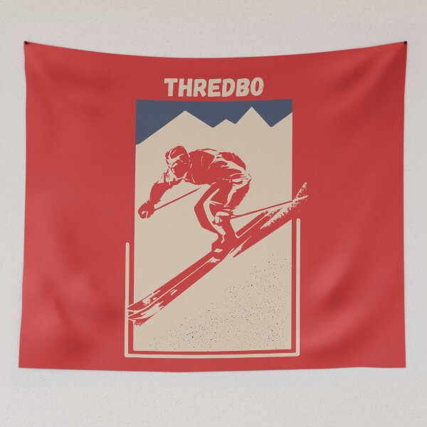 Item preview, Thredbo Australie Vintage Red Ski Mountain Poster designed and sold by Vintage-TM.