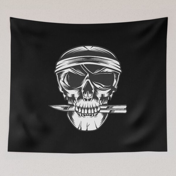 Item preview, Pirate Skull with balisong knife butterfly designed and sold by Piztees.