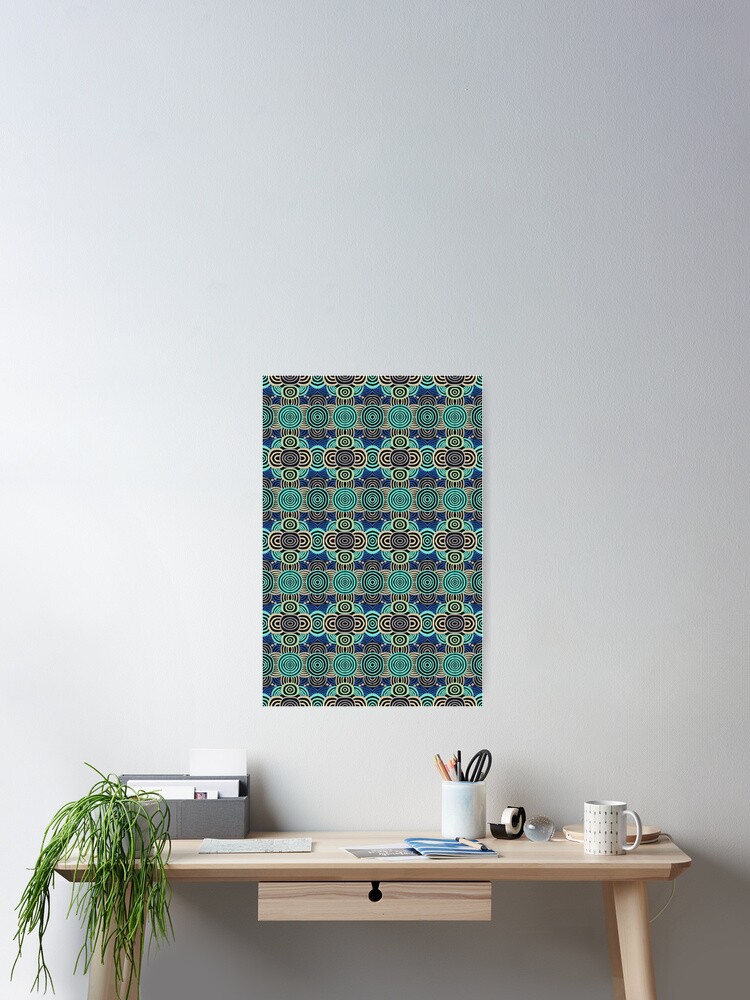 Thumbnail 2 of 3, Poster, Abstract Circles Pattern Blue designed and sold by Zeichenbloq.