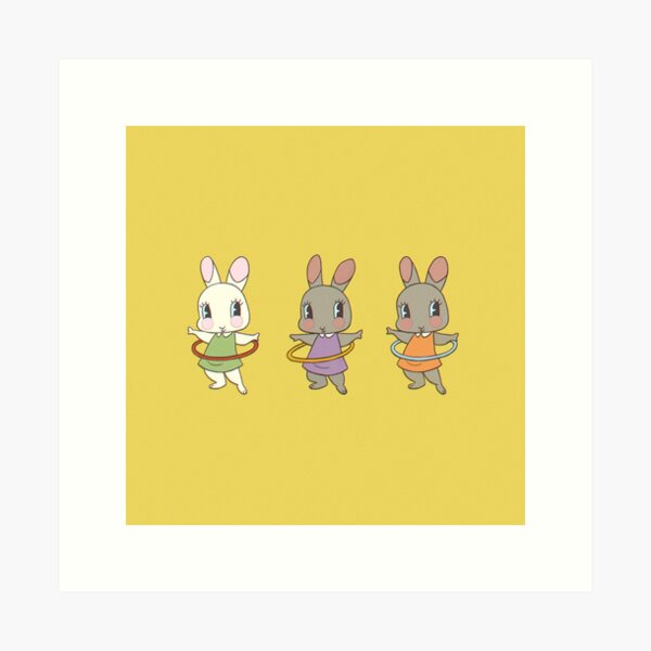 Hula Hooping Bunny Friends Art Print