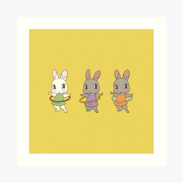 Hula Hooping Bunny Friends Art Print