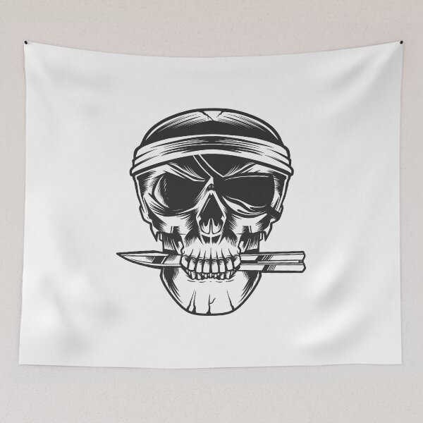 Item preview, Pirate Skull with balisong knife butterfly knives designed and sold by Piztees.