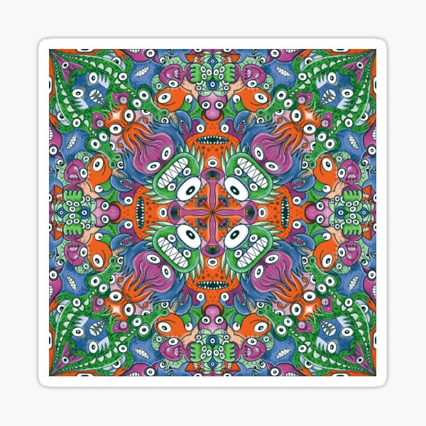 Vista previa del artículo con la obra «Todos los monstruos marinos feos en un diseño de patrón único», diseñado y vendido por Zoo-co.