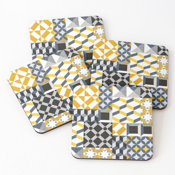 Item preview, Geometric tiles inspiration patchwork // yellow and gray designed and sold by SelmaCardoso.