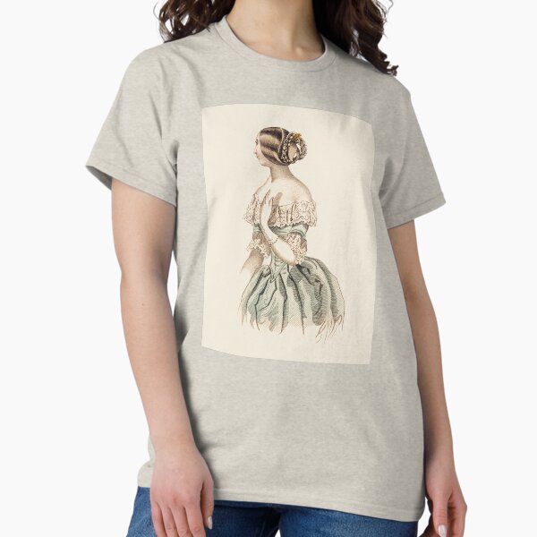 Item preview, Lady Dressed In Teal Antique Color Lithograph designed and sold by Antiquated Art.