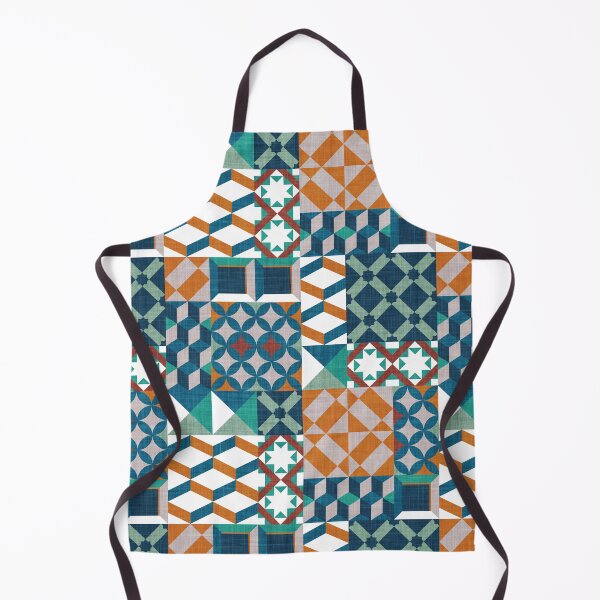 Item preview, Geometric tiles inspiration patchwork // orange teal and green designed and sold by SelmaCardoso.