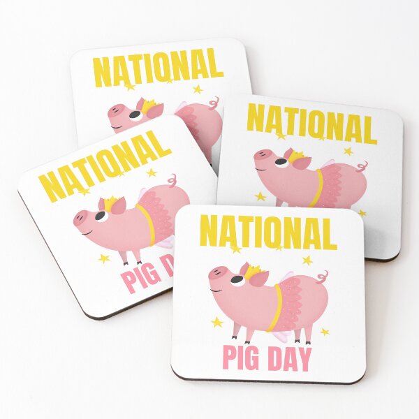 Item preview, National Pig Day Happy Pig for Pig Lovers Pink Stars Oink Cute Pigs designed and sold by KLINESTORE.
