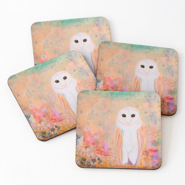 Item preview, Magical Snowy Owl on Abstract Floral designed and sold by Lena Cox Studio.