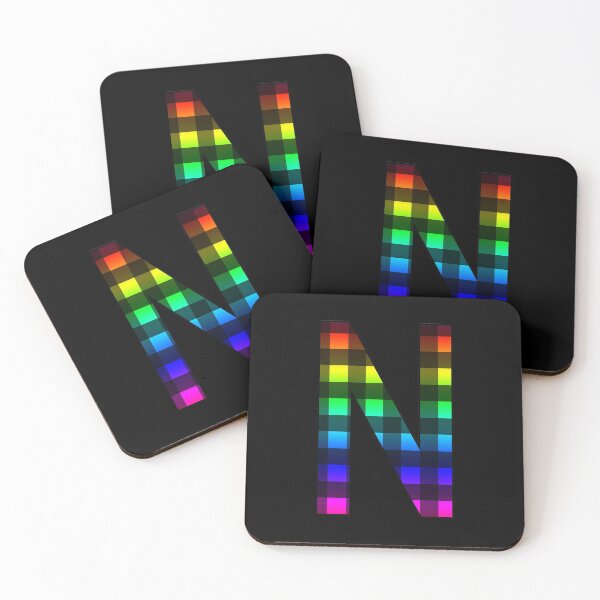 Item preview, The Letter N - Monogram in Rainbow and Black Buffalo Plaid designed and sold by Bumblefuzzies.