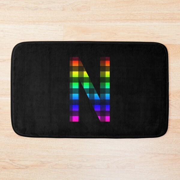 Item preview, The Letter N - Monogram in Rainbow and Black Buffalo Plaid designed and sold by Bumblefuzzies.
