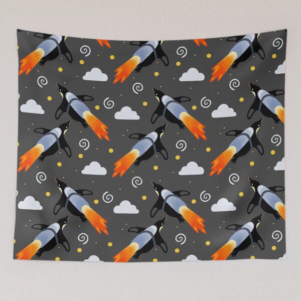Item preview, JetPack Penguin Pattern designed and sold by ChrisRoseStudio.