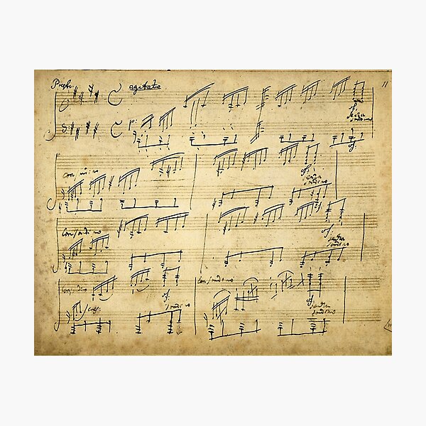 Ludwig van Beethoven Moonlight Sonata handwritten score Photographic Print