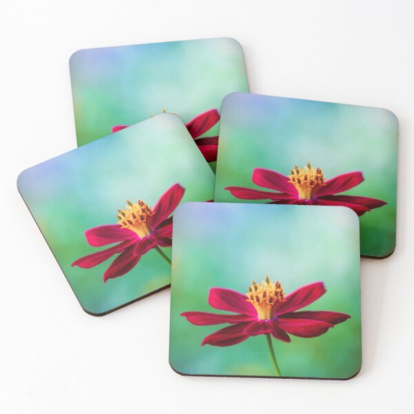 Item preview, red Cosmea flower in a minimalist design designed and sold by Nicole Bleck.