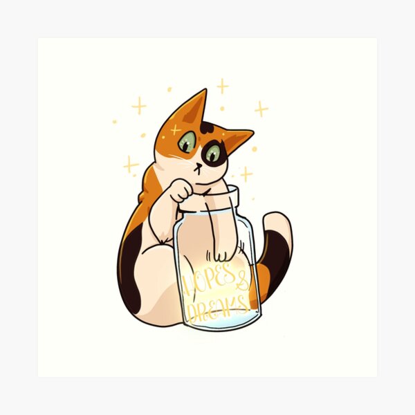 Reaching for Hopes and Dreams Calico Cat Art Print