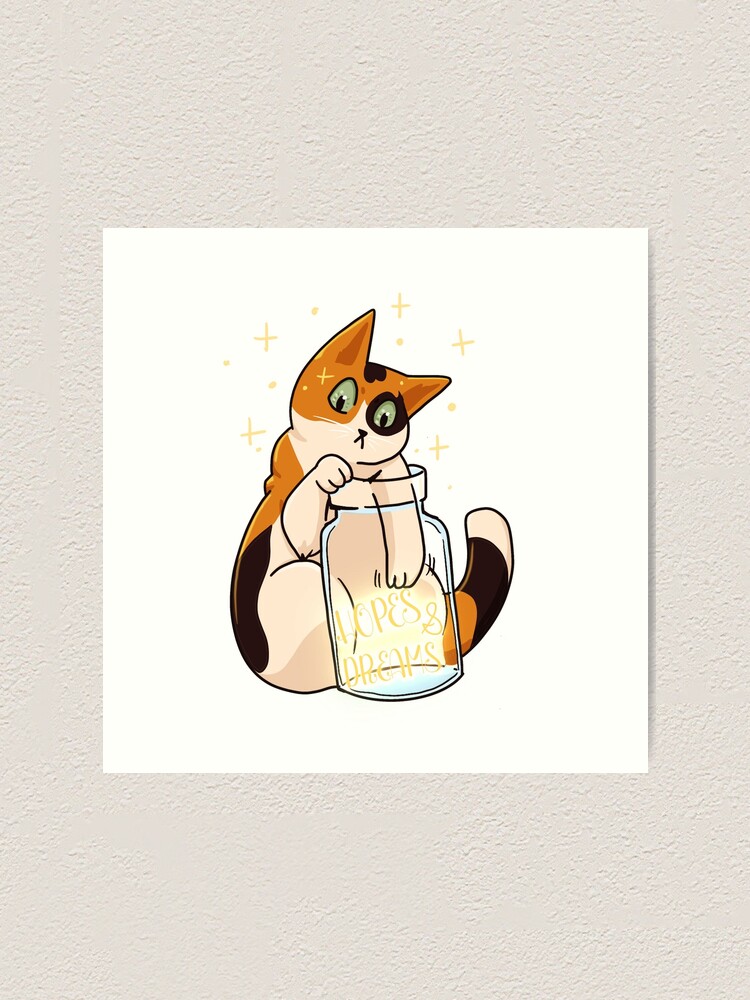 Alternate view of Reaching for Hopes and Dreams Calico Cat Art Print
