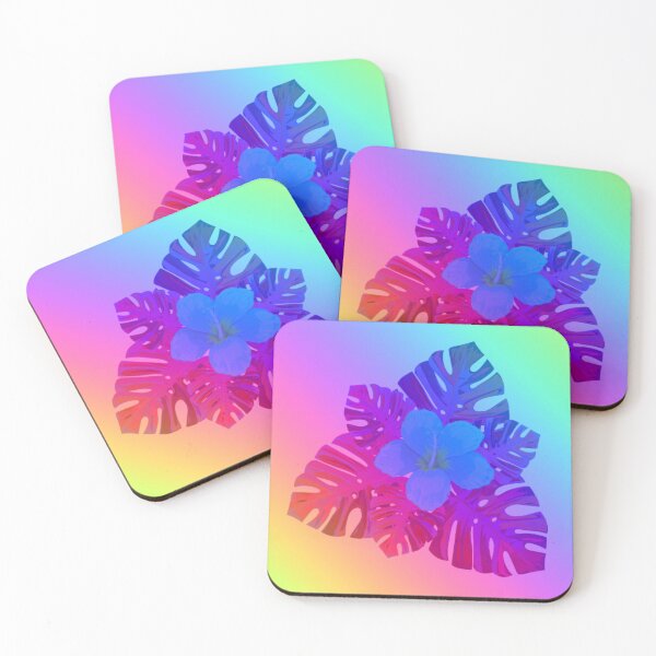 Item preview, Tropical Rainbow Multicolor Hibiscus Leaves Blue Flower Purple Leaves designed and sold by hearthearts.